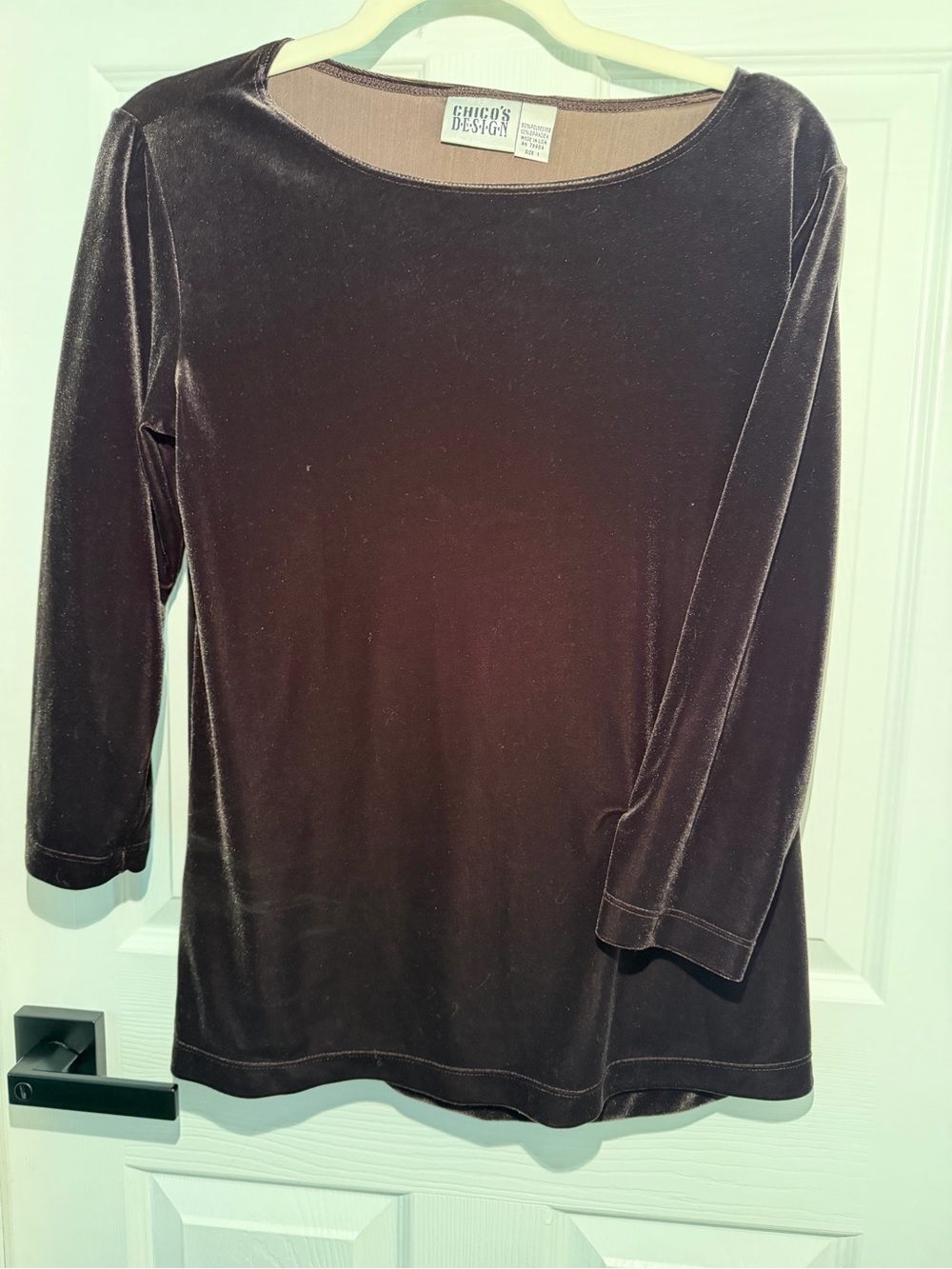Chico's black Velvet Scoop-Neck Long Sleeve Tee